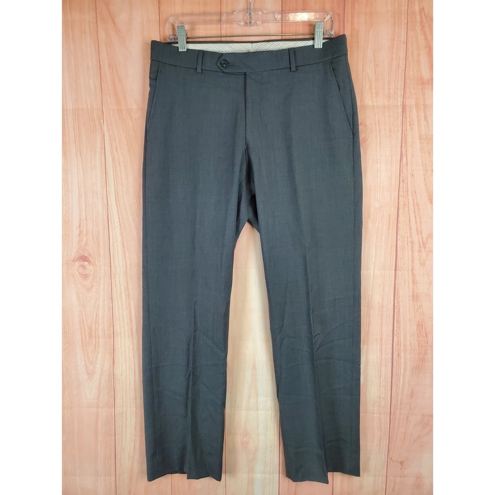 Ballin Comfort EZE Mens Dress Pants Sz 32 Gray Super Wool Flat-Front Classic
